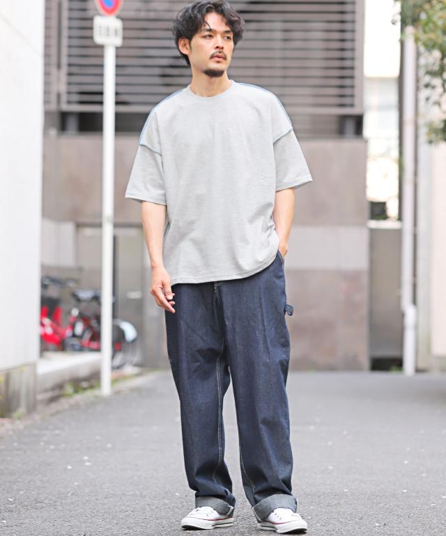 無地ステッチ半袖Tシャツ・半袖Tシャツ・メンズTシャツ・ビッグTシャツ・ユニセックス・アウトステッチ・オーバーサイズ・シンプル・推し活 5