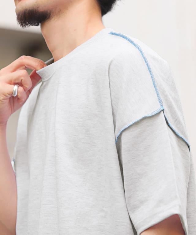 無地ステッチ半袖Tシャツ・半袖Tシャツ・メンズTシャツ・ビッグTシャツ・ユニセックス・アウトステッチ・オーバーサイズ・シンプル・推し活 3