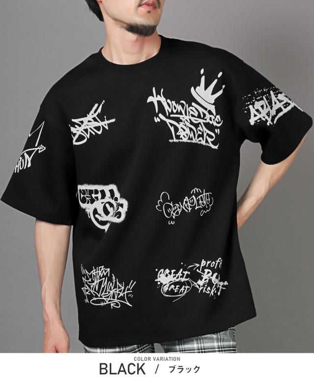 総柄タギング半袖Tシャツ・メンズTシャツ・オーバーサイズ・ストリート・カジュアル・スケーター・ユニセックス・おしゃれ 8