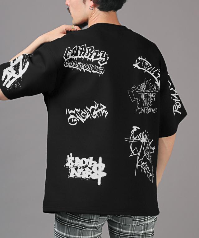 総柄タギング半袖Tシャツ・メンズTシャツ・オーバーサイズ・ストリート・カジュアル・スケーター・ユニセックス・おしゃれ 9