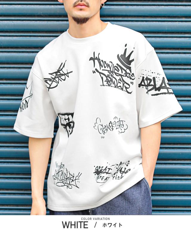 総柄タギング半袖Tシャツ・メンズTシャツ・オーバーサイズ・ストリート・カジュアル・スケーター・ユニセックス・おしゃれ 4