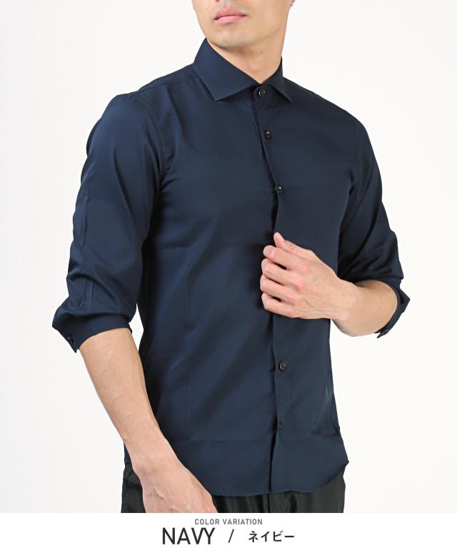 送料無料・Garson Wave(ギャルソンウェーブ)接触冷感7分袖日本製シャツ・七分袖・国産・涼しい・クール・きれいめ・上品・シンプル 7