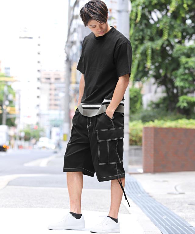 天竺裾ジャガードリブ半袖Tシャツ・メンズTシャツ・半袖トップス・半袖カットソー・夏トップス・ビッグシルエット・ゆるカジ・カジュアル・ユニセックス 5