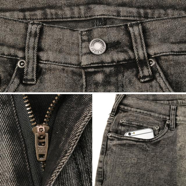 送料無料・ソリットブラックデニムダメージパンツ・ジーパン・美脚・カジュアル・アメカジ・ストリート・ミリタリー・バイカー・おしゃれ 10