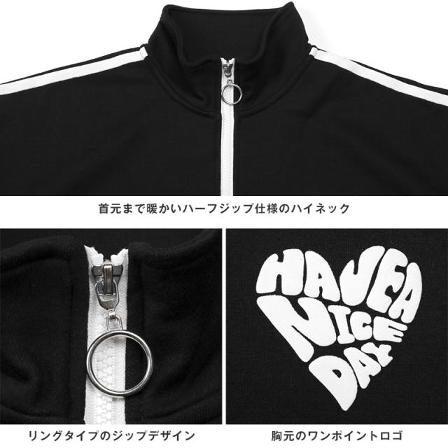 裏起毛ハートロゴ発泡プリントハーフジップトレーナー・ユニセックス・カジュアル・ストリート・スケーター・スポーティ・韓国 13