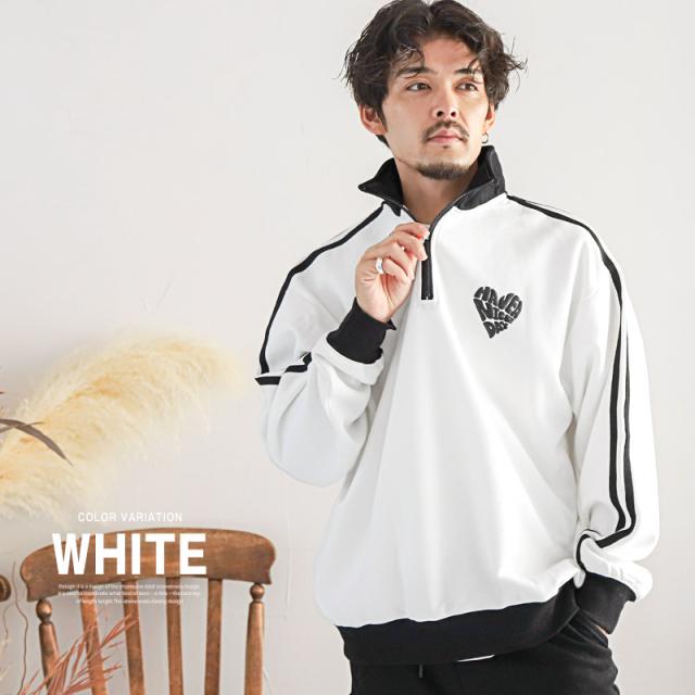 裏起毛ハートロゴ発泡プリントハーフジップトレーナー・ユニセックス・カジュアル・ストリート・スケーター・スポーティ・韓国 9