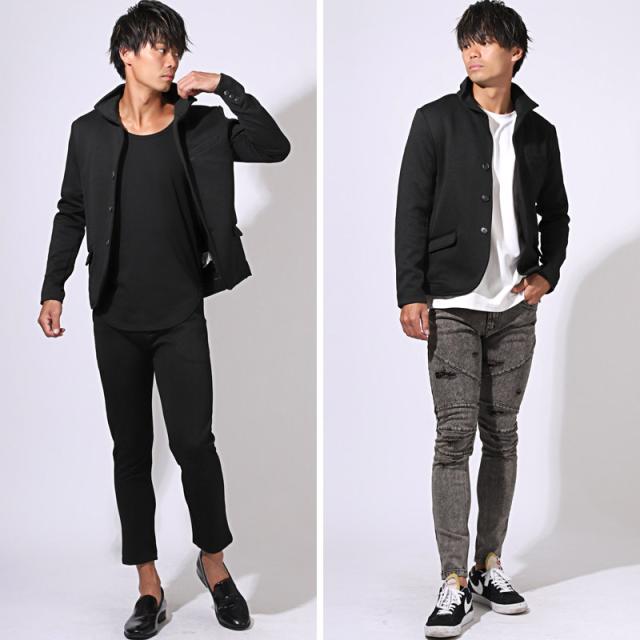 送料無料・Bernings・Sho(バーニングショー)ふくれシェブロン柄イタリアンカラージャケット・立ち襟・ワイヤーカラー・ブランド・大人 7