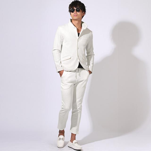 送料無料・Bernings・Sho(バーニングショー)ふくれシェブロン柄イタリアンカラージャケット・立ち襟・ワイヤーカラー・ブランド・大人 9