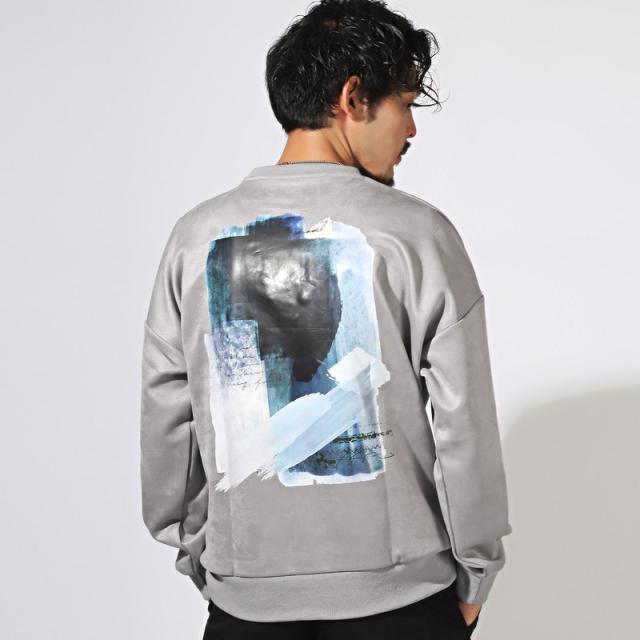 刺繍入りグラフィックバックプリントスエードトレーナー・スエット・ユニセックス・男女兼用・シンプル・カジュアル・ストリート・韓国 8