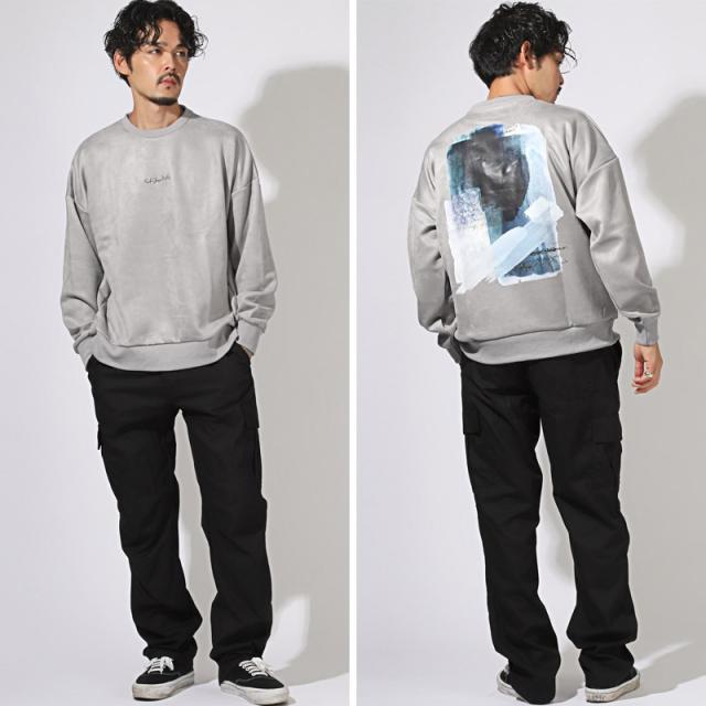 刺繍入りグラフィックバックプリントスエードトレーナー・スエット・ユニセックス・男女兼用・シンプル・カジュアル・ストリート・韓国 9