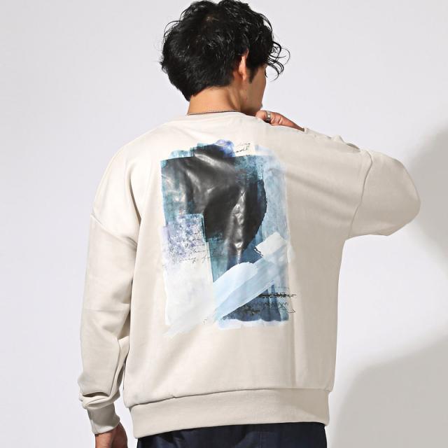 刺繍入りグラフィックバックプリントスエードトレーナー・スエット・ユニセックス・男女兼用・シンプル・カジュアル・ストリート・韓国 5