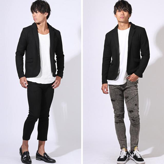 送料無料・Bernings・Sho(バーニングショー)パターンニットテーラードジャケット・カジュアルスーツ・セットアップ・春服・秋服・大人 5