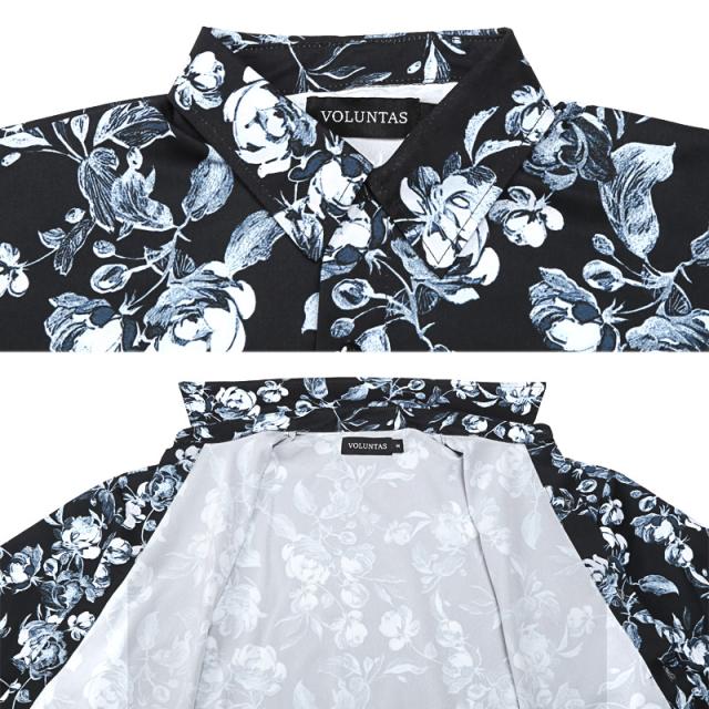 花柄レギュラーカラー長袖シャツ・カットソー・ユニセックス・男女兼用・カジュアル・モード・上品・きれいめ・大人・韓国・おしゃれ 10