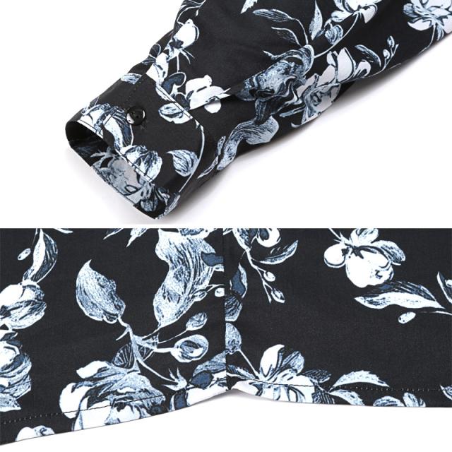 花柄レギュラーカラー長袖シャツ・カットソー・ユニセックス・男女兼用・カジュアル・モード・上品・きれいめ・大人・韓国・おしゃれ 11