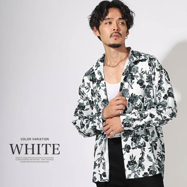 花柄レギュラーカラー長袖シャツ・カットソー・ユニセックス・男女兼用・カジュアル・モード・上品・きれいめ・大人・韓国・おしゃれ 7