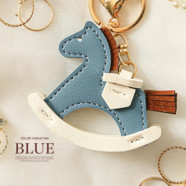 PUレザーチャーム木馬モチーフ・キーリング・ストラップ・鍵・お馬さん・ロッキンホース・可愛い・ファンシー・パステルカラー・ギフト 6