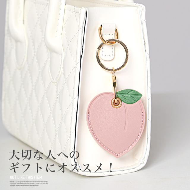 PUレザーチャームフルーツモチーフ・エアタグケース・AirTag・防犯・キーリング・ストラップ・鍵・かわいい・Apple・アップル・保護・ギフト 3