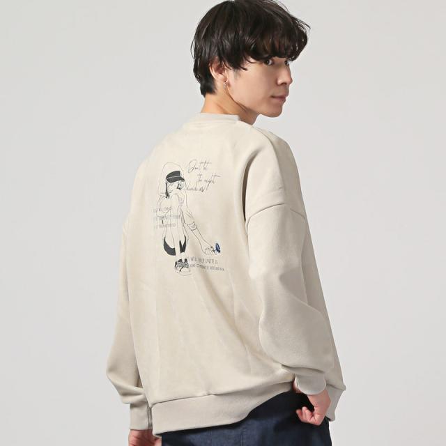 送料無料 薔薇刺繍ガールイラストバックプリントスエードトレーナー ユニセックス 男女兼用 カジュアル ストリート 韓国 9