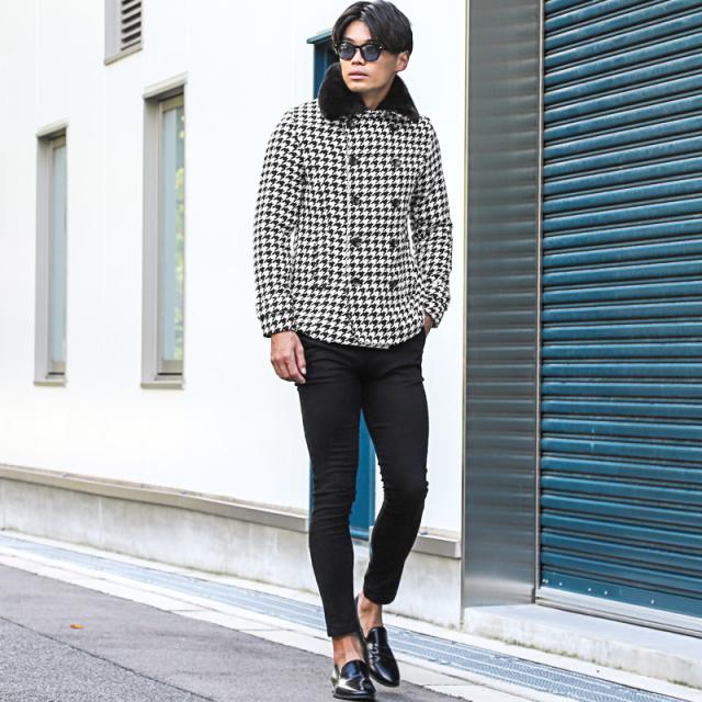 BerningsSho(バーニングショー)チェック柄ファー付きハーフコート・アウター・おしゃれ・セレブ・上品・大人・キレイめ・ビター系 10