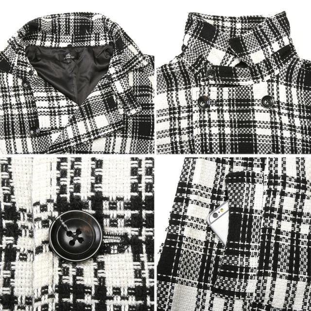 BerningsSho(バーニングショー)チェック柄ファー付きハーフコート・アウター・おしゃれ・セレブ・上品・大人・キレイめ・ビター系 13