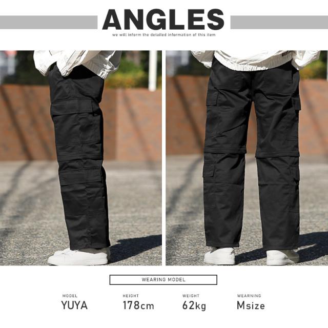 8ポケット付き2WAYカーゴパンツ・ズボン・ストレート・太め・短パン・ジップ・春・夏・秋・冬・カジュアル・アウトドア・黒・おしゃれ・韓国 10