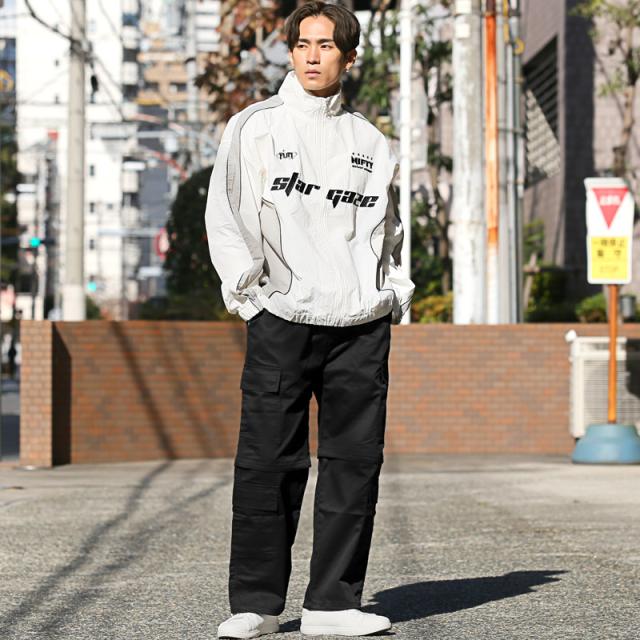 8ポケット付き2WAYカーゴパンツ・ズボン・ストレート・太め・短パン・ジップ・春・夏・秋・冬・カジュアル・アウトドア・黒・おしゃれ・韓国 7