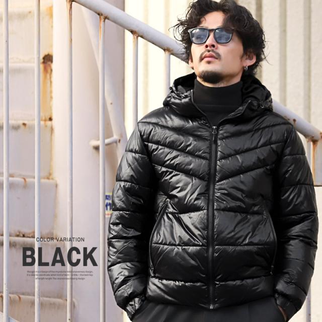 ランダムキルト中綿ブルゾン・アウター・ユニセックス・男女兼用・秋・冬・シンプル・カジュアル・ストリート・アウトドア・ビター系 6