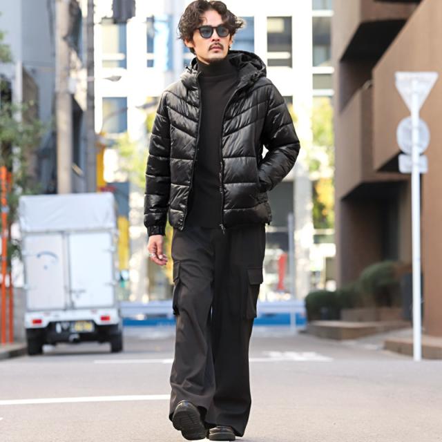 ランダムキルト中綿ブルゾン・アウター・ユニセックス・男女兼用・秋・冬・シンプル・カジュアル・ストリート・アウトドア・ビター系 7