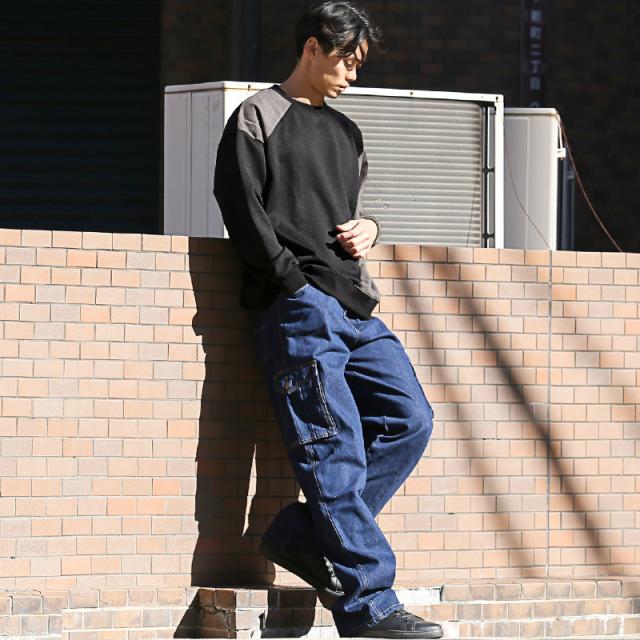 ポリスエードポンチ異素材切替トレーナー・長袖・ユニセックス・男女兼用・ビッグシルエット・シンプル・カジュアル・大人・モード・韓国 6