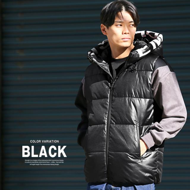 フーデッドフェイクダウンベスト・中綿・アウター・あったか・ユニセックス・男女兼用・カジュアル・ストリート・アウトドア・ビター系 7