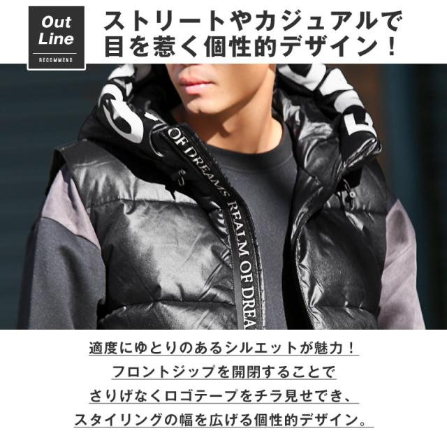 フーデッドフェイクダウンベスト・中綿・アウター・あったか・ユニセックス・男女兼用・カジュアル・ストリート・アウトドア・ビター系 4