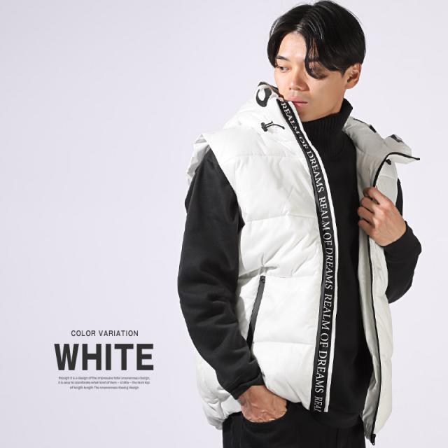 フーデッドフェイクダウンベスト・中綿・アウター・あったか・ユニセックス・男女兼用・カジュアル・ストリート・アウトドア・ビター系 9