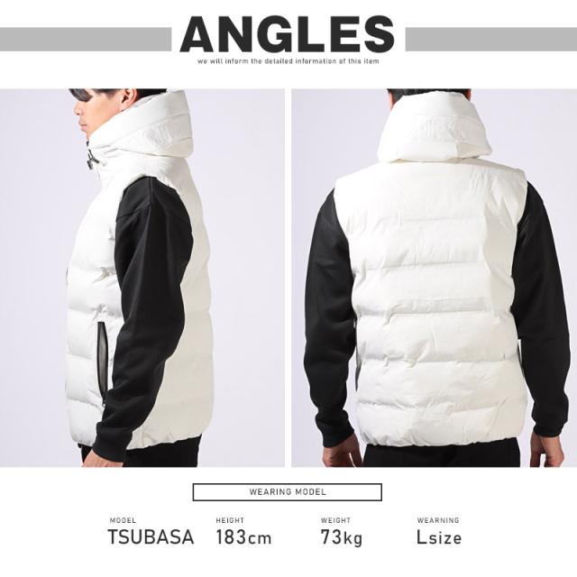 圧着キルトフードエンボスフェイクダウンベスト・アウター・ベスト・ジレ・シームレスダウン・エンボスロゴ・フード・秋冬・ユニセックス 10