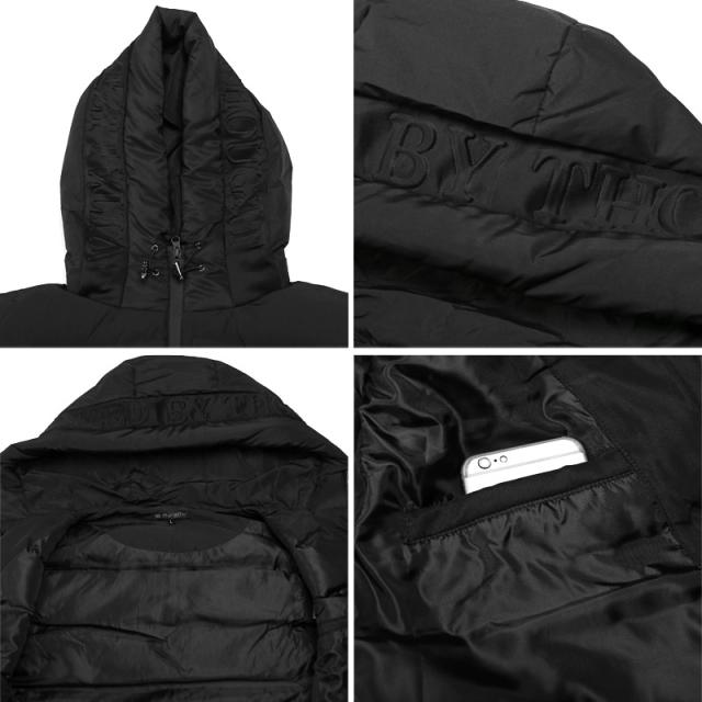 圧着キルトフードエンボスフェイクダウンベスト・アウター・ベスト・ジレ・シームレスダウン・エンボスロゴ・フード・秋冬・ユニセックス 11