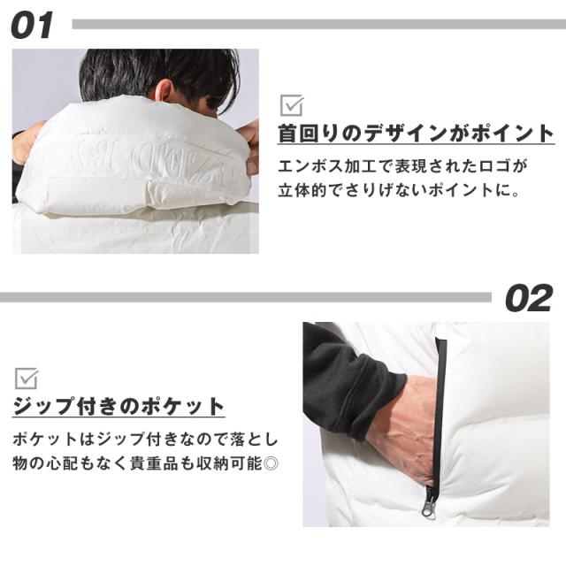 圧着キルトフードエンボスフェイクダウンベスト・アウター・ベスト・ジレ・シームレスダウン・エンボスロゴ・フード・秋冬・ユニセックス 4