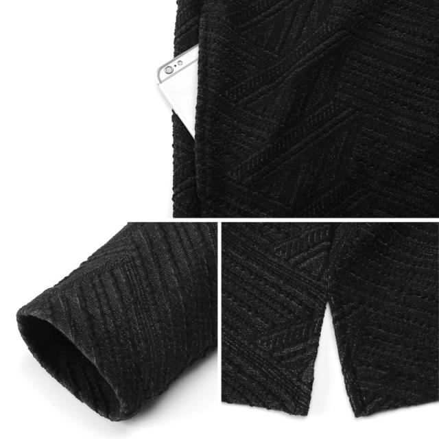 送料無料・ジャガードロングフーディガン・ロングカーディガン・長袖・おしゃれ・シンプル・大人・40代・50代・冷房対策・父の日・敬老の日11