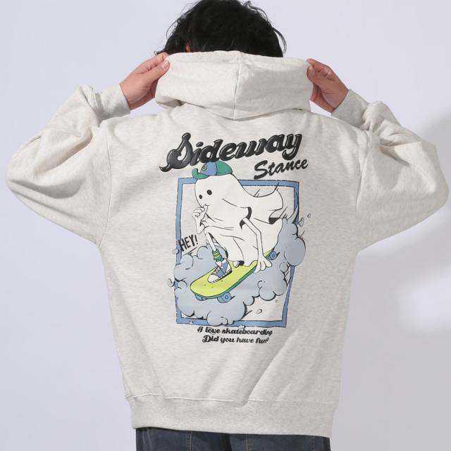 パーカー・スウェット・フーディ—・プルパーカー・メンズ・長袖・暖か・裏起毛・厚手・バックプリント・ゴースト・蓄光・発泡プリント・イラスト・フード・ストリート 7