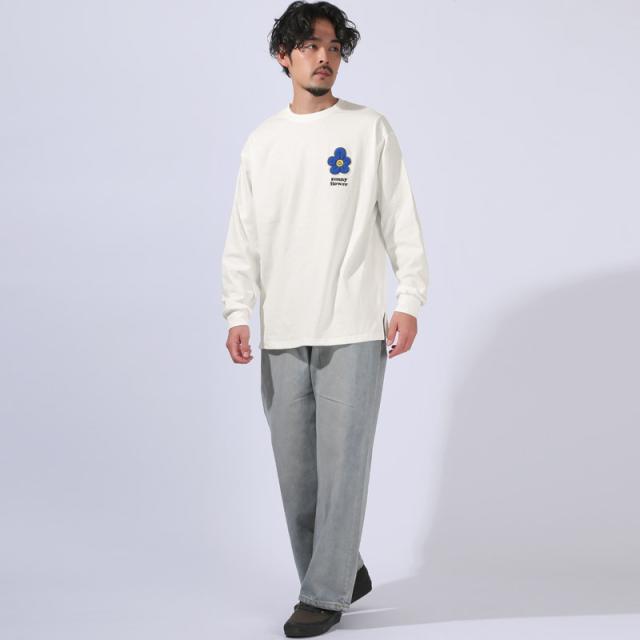 ロンT・長袖Tシャツ・Tシャツ・長袖・メンズ・ロングスリーブ・刺繍・サガラ刺繍・ワンポイント・選べるデザイン・ワッペン・ゆったり・大きいサイズ・カジュアル・シンプル・ストリート・ホワイト・白・ブラック・黒・白T・黒T・春服・秋服・10代・20代・30代 7