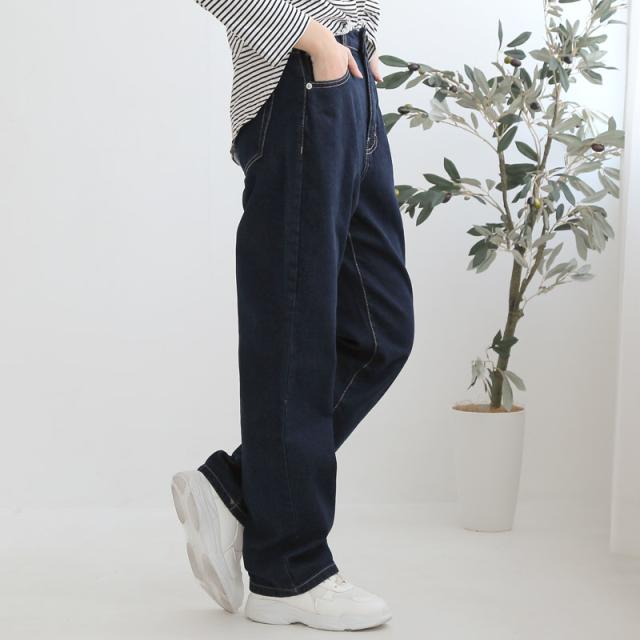 送料無料・デニムパンツ・レディース・ジーンズ・ジーパン・ワイドパンツ・ストレートデニムパンツ・ワイドデニムパンツ・ハイウエスト・ゆったり・大きいサイズ・美脚・脚長・細見え・カジュアル・きれいめ・黒・ブルー・インディゴ・リジッド・春服・夏服・秋服・冬服 9