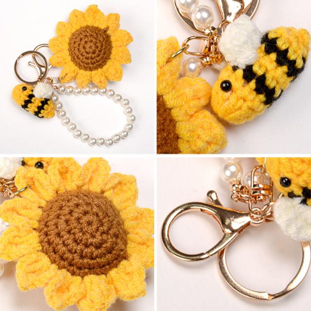 メール便対象・ひまわり＆ハニービーニットチャーム・ニットチャーム・ストラップ・雑貨・韓国雑貨・かわいい・プレゼント・ギフト・春夏 5
