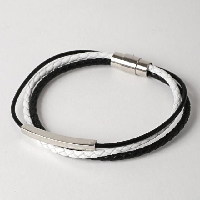 メール便・送料無料・ブレスレット・メンズ・メンズブレスレット・レザーブレスレット・編み込み・編み上げ・本革牛革・レザー・アクセサリー・バングル・メンズアクセ・プレート・シルバー・ブラック・ブラウン・ネイビー・ホワイト・春・夏・秋・冬・30代・40代・50代 7