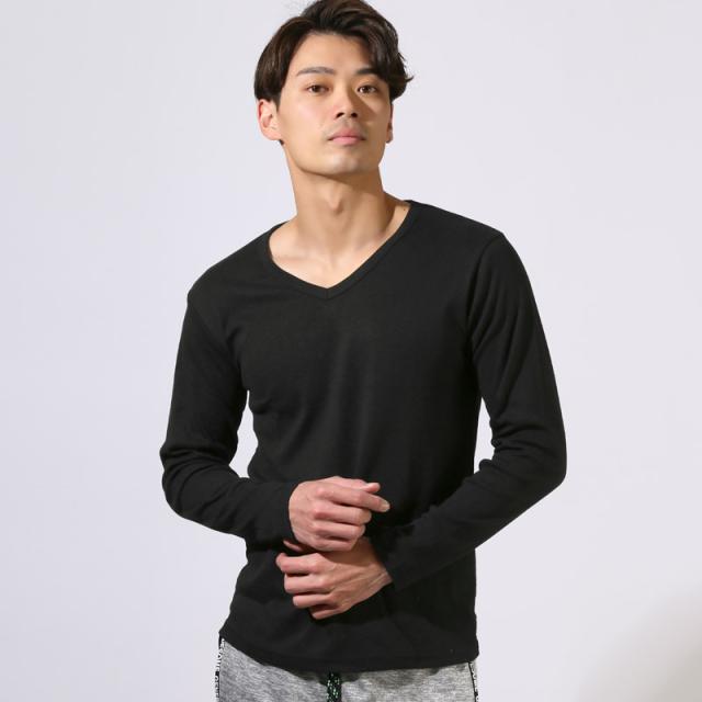 ロンT・長袖Tシャツ・メンズ・Vネック・Tシャツ・長袖・トップス・カットソー・インナー・無地・ストレッチ・伸縮・大きいサイズ・白・黒・シンプル・ホワイト・ブラック・杢グレー・ネイビー・チャコール・春・春服・秋・秋服・20代・30代・40代・50代・60代 8