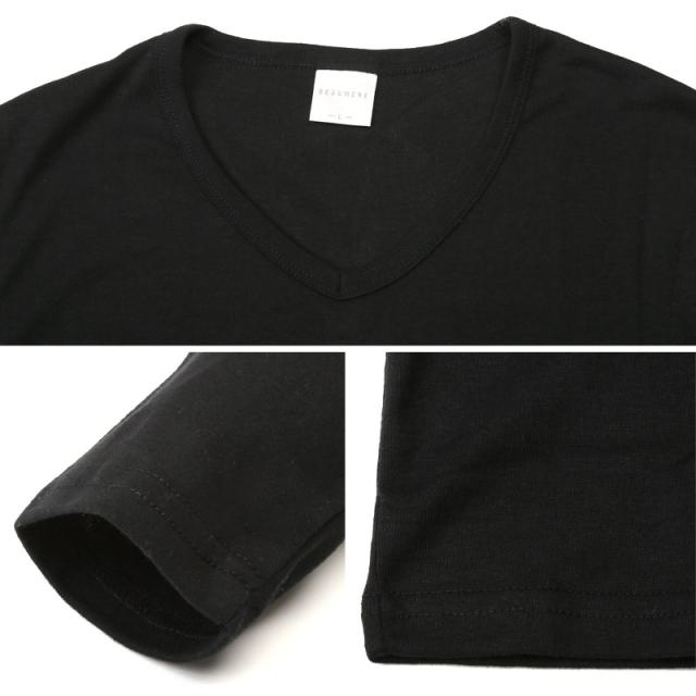 ロンT・長袖Tシャツ・メンズ・Vネック・Tシャツ・長袖・トップス・カットソー・インナー・無地・ストレッチ・伸縮・大きいサイズ・白・黒・シンプル・ホワイト・ブラック・杢グレー・ネイビー・チャコール・春・春服・秋・秋服・20代・30代・40代・50代・60代 17