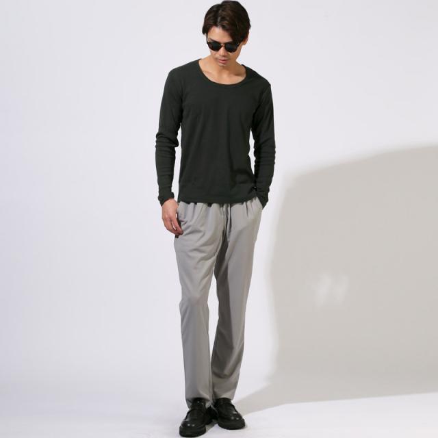 ロンT・長袖Tシャツ・メンズ・Uネック・Tシャツ・長袖・トップス・カットソー・インナー・無地・ストレッチ・伸縮・大きいサイズ・白・黒・シンプル・ホワイト・ブラック・杢グレー・ネイビー・チャコール・春・春服・秋・秋服・20代・30代・40代・50代・60代15