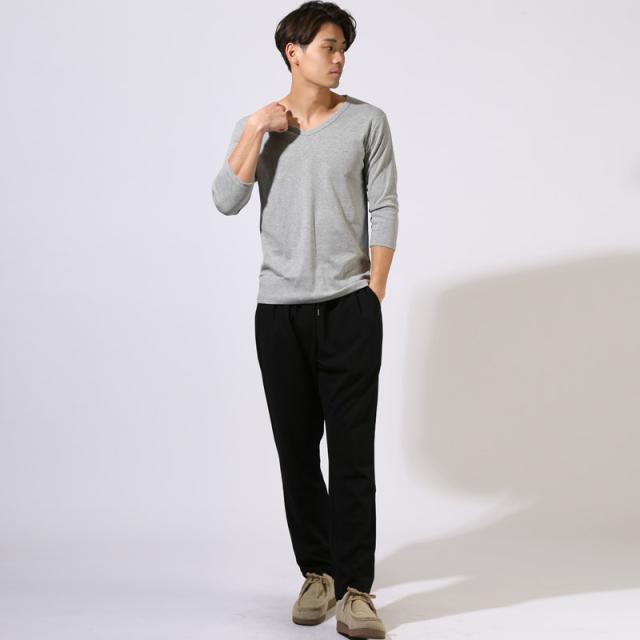 ロンT・七分袖・7分袖・メンズ・Vネック・Tシャツ・トップス・カットソー・インナー・無地・ストレッチ・伸縮・大きいサイズ・白・黒・シンプル・カジュアル・定番・ホワイト・ブラック・杢グレー・ネイビー・チャコール・春・春服・秋・秋服・20代・30代・40代・50代 11
