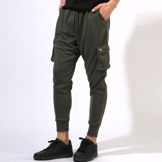 ジョガーパンツ・カーゴパンツ・スウェットパンツ・ジャージ・イージーパンツ・メンズ・パンツ・スエット・無地・裾リブ・大きいサイズ・6ポケット・ストレッチ・カジュアル・ミリタリー・スポーティー・ダンス・黒・紺・20代・30代・40代 8
