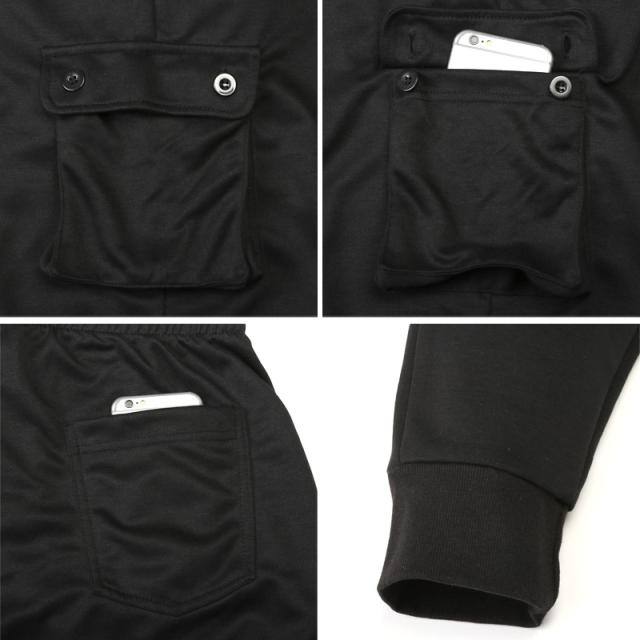 ジョガーパンツ・カーゴパンツ・スウェットパンツ・ジャージ・イージーパンツ・メンズ・パンツ・スエット・無地・裾リブ・大きいサイズ・6ポケット・ストレッチ・カジュアル・ミリタリー・スポーティー・ダンス・黒・紺・20代・30代・40代 16