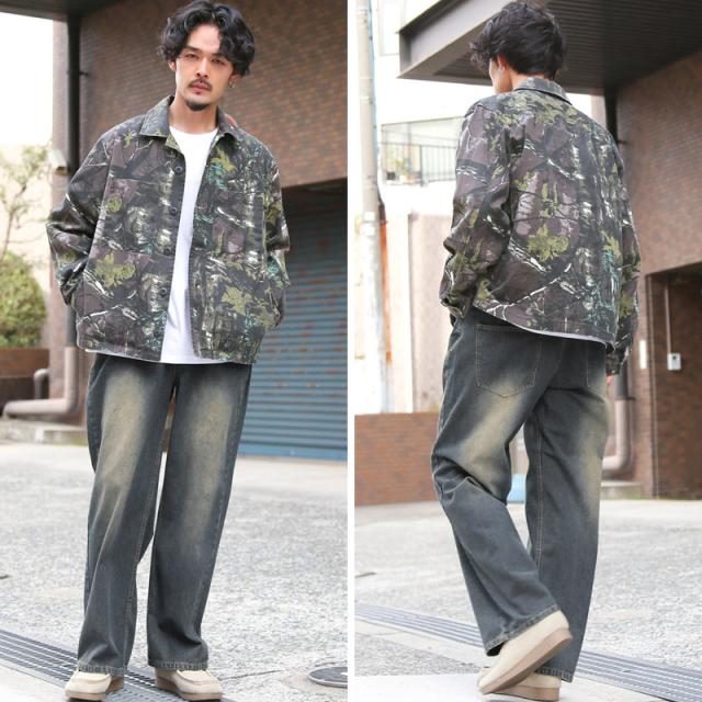 デニムパンツ・バギーパンツ・ワイドパンツ・ジーンズ・メンズ・ゆったり・大きいサイズ・ケミカル加工・ウォッシュ加工・ウエストゴム・色落ち ・イージーパンツ・ジーパン 8