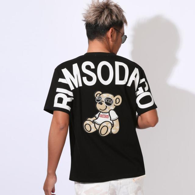 Tシャツ・半袖・トップス・カットソー・メンズ・ブランド・テディベア・クマ・バックプリント・刺繍・アップリケ・アーチロゴ・天竺・綿100・コットン・カジュアル・スリム・白T・黒T・夏服・春服・20代・30代・40代・ユニセックス・ミドル 10