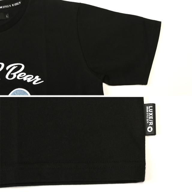 送料無料・LUXE/R・ラグジュ・Tシャツ・半袖・トップス・カットソー・メンズ・ブランド・刺繍・ワッペン・アップリケ・デニム・パッチワーク・切替・天竺・ロゴ・クマ・テディベア・綿100・コットン・白・黒・ホワイト・ブラック・春服・夏服・20代・30代・40代 9